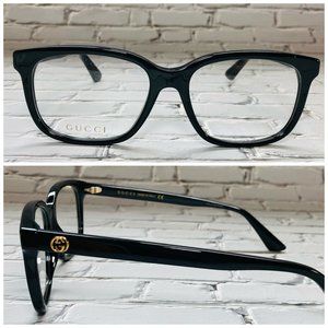 Gucci Rectangular Black Gold Eyeglasses Glasses Frames